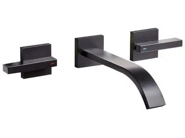 Wall Mounted Basin Mixer Tap BERRACO Brass Black - Bathroom