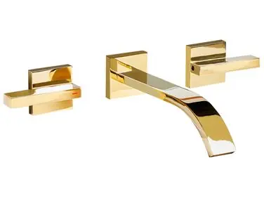 Wall Mounted Basin Mixer Tap BERRACO Brass Gold - Bathroom