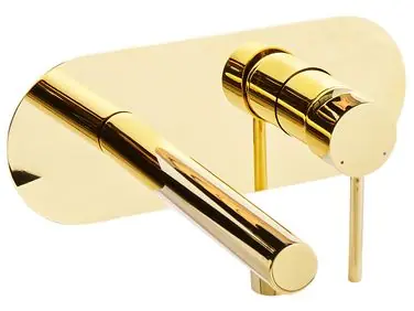 Wall Mounted Basin Mixer Tap CLAVIJO Brass Gold - Bathroom