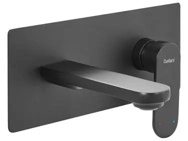 Wall Mounted Basin Mixer Tap CHUNGARA Brass Black - Bathroom