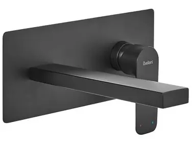 Wall Mounted Basin Mixer Tap DICHATO Brass Black - Bathroom