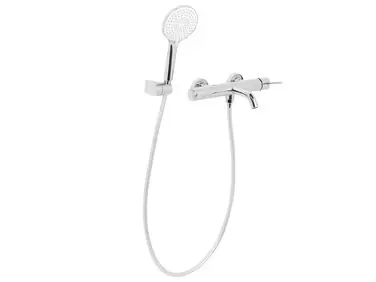 Wall Mounted Bath Shower Mixer Tap MELIQUINA Silver - Bathroom