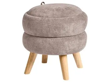 Puf con almacenaje HAWLEY Chenilla Gris pardo - Accesorios decorativos