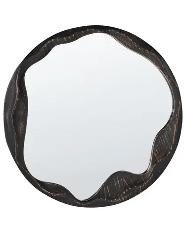 Wall Mirror LANGON 60 cm 60 cm Pine Wood Dark Brown - Home Accessories