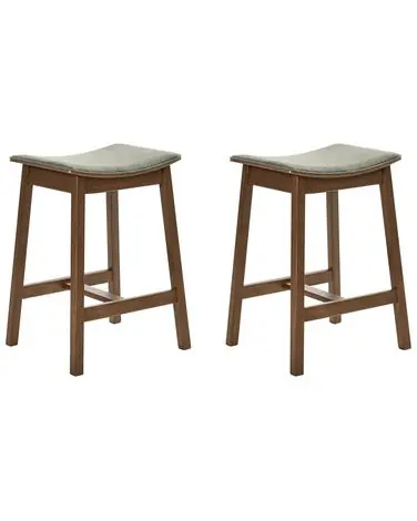 Conjunto de 2 sillas de bar DIXON Madera Marrón oscuro/Verde - Comedor