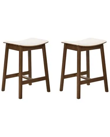 Conjunto de 2 sillas de bar DIXON Madera Blanco crema/Marrón oscuro - Comedor