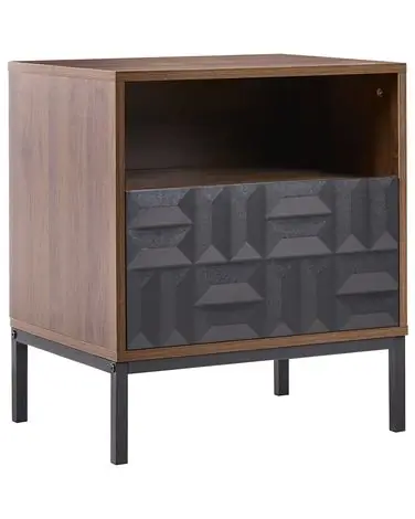 1 Drawer Bedside Table CARAQUET Dark Brown - Bedroom
