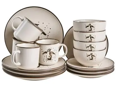 Vajilla de 16 piezas CINNAMON Gres Blanco crema - Accesorios decorativos