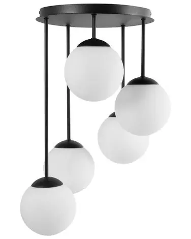 5 Light Pendant Lamp RIANA Glass Black - Home Accessories