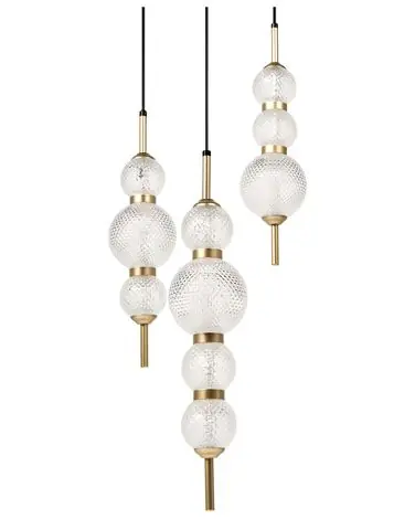 3 Light Pendant Lamp ARAS LED Glass Gold - Home Accessories
