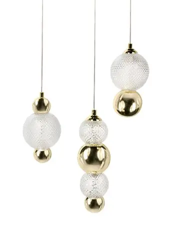3 Light Pendant Lamp SORA LED Glass Gold - Home Accessories