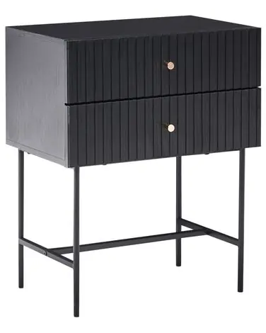 2 Drawer Bedside Table COVENTRY Black/ Gold - Bedroom
