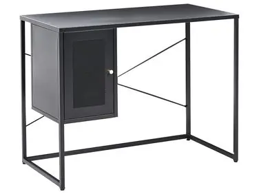 Home Office Desk HARJO Black 100 cm 50 cm with Storage