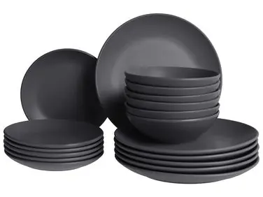 Vajilla de 18 piezas VIVANI Gres Negro - Accesorios decorativos