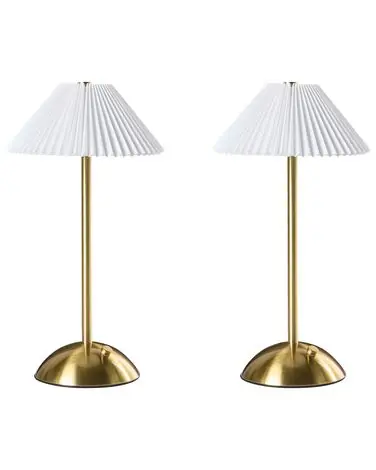 Conjunto de 2 lámparas LED inalámbricas de mesa RUBA con regulador de intensidad Metal Dorado - Accesorios decorativos