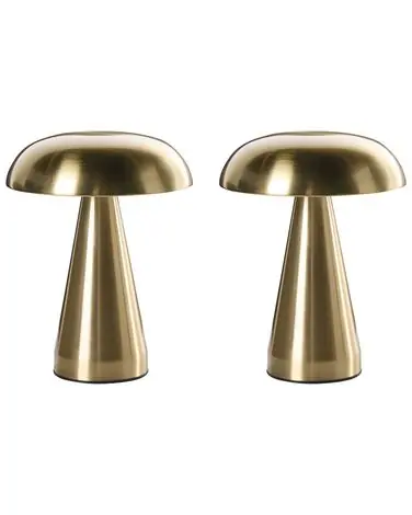 Conjunto de 2 lámparas LED inalámbricas de mesa KULFO con regulador de intensidad Metal Dorado - Accesorios decorativos