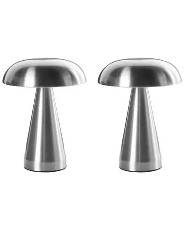 Conjunto de 2 lámparas LED inalámbricas de mesa KULFO con regulador de intensidad Metal Plateado - Accesorios decorativos