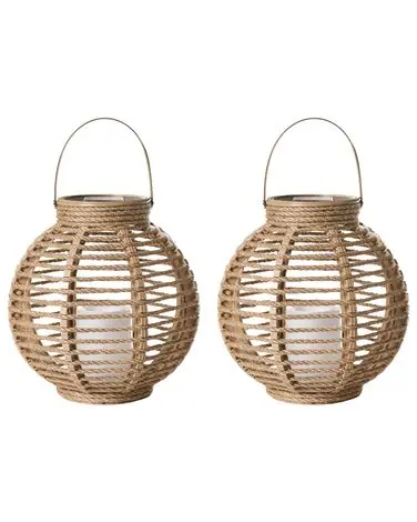 Conjunto de 2 linternas solares SEBU 30 cm Natural - Accesorios decorativos