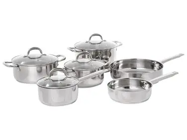 Batería de cocina de 10 piezas PRIMECOOK Acero inoxidable Plateado - Accesorios y utensilios de cocina