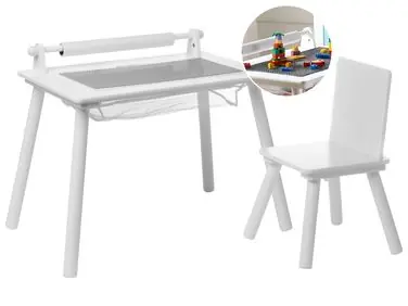 Kids Table and Chair Set MOONTA White - Kids Room