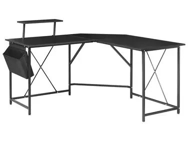 Corner Desk TACONY Black 180 cm 140 cm with Storage - Home Office