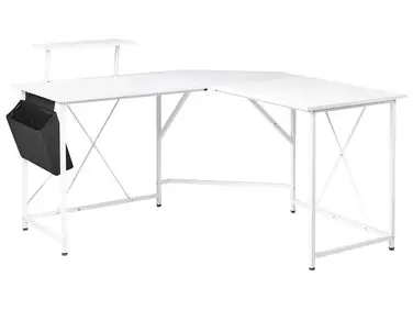 Corner Desk TACONY White 180 cm 140 cm with Storage - Home Office