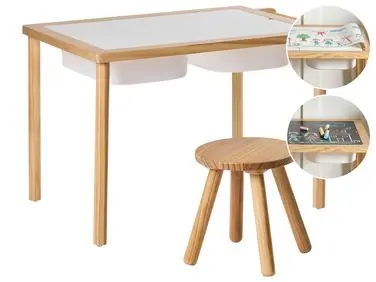 Conjunto de mesa y silla para niños KEMPSEY Marrón claro Montessori con almacenaje - Habitación infantil
