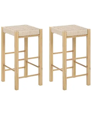 Conjunto de 2 sillas de bar EMBRUN Madera Marrón claro - Comedor