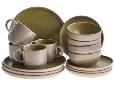 Vajilla de 16 piezas NUTMEG Gres Beige/Verde - Accesorios decorativos