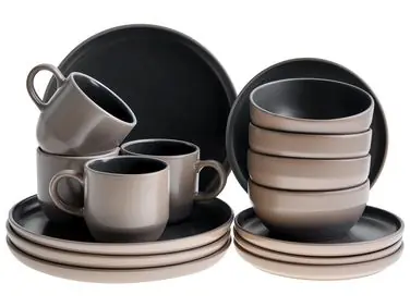 Vajilla de 16 piezas NUTMEG Gres Negro/Beige - Accesorios decorativos