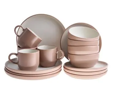 Vajilla de 16 piezas NUTMEG Gres Marrón - Accesorios decorativos