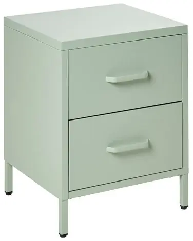Mesita de noche 2 cajones MALAVI Metal Verde menta - Dormitorio