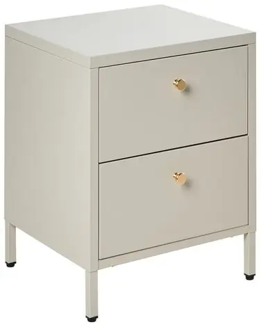 Mesita de noche 2 cajones KYLEA Metal Beige claro - Dormitorio