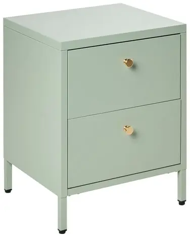 Mesita de noche 2 cajones KYLEA Metal Verde menta - Dormitorio
