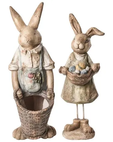 Conjunto de 2 estatuas de jardín CALCATA Conejo Multicolor - Jardín y balcón