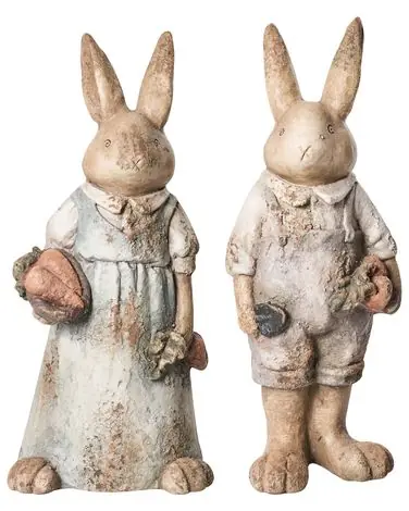 Set of 2 Garden Statues BAROLO Rabbit Multicolour - Garden & Balcony