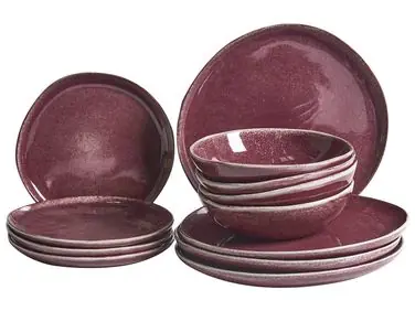 Vajilla de 12 piezas HOPS Gres Borgoña - Accesorios decorativos