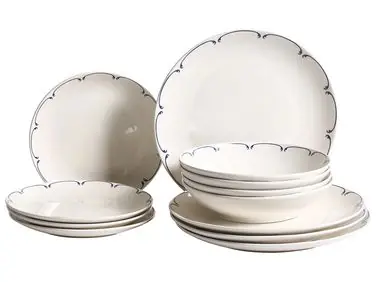Vajilla de 12 piezas CHAROLI Porcelana Blanco/Azul - Accesorios decorativos