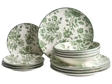 Vajilla de 12 piezas BASIL Porcelana Verde - Accesorios decorativos