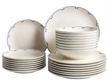 Vajilla de 24 piezas CHAROLI Porcelana Blanco/Azul - Accesorios decorativos