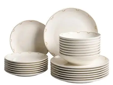 Vajilla de 24 piezas CHAROLI Porcelana Blanco/Dorado - Accesorios decorativos