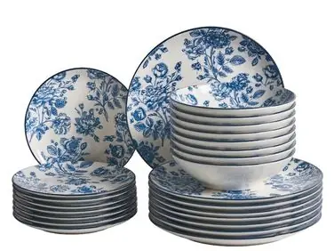 Vajilla de 24 piezas BASIL Porcelana Azul - Accesorios decorativos