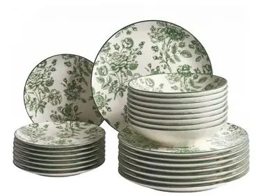 Vajilla de 24 piezas BASIL Porcelana Verde - Accesorios decorativos