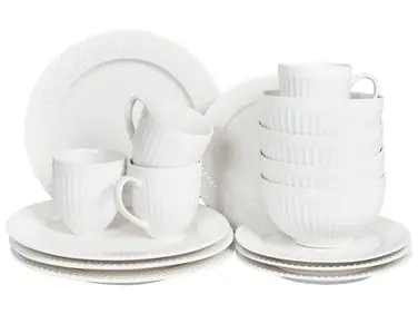 Vajilla de 16 piezas COWSLIP Porcelana Blanco - Accesorios decorativos