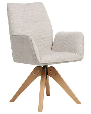 Silla de comedor giratoria MOKENA Lino sintético Beige claro