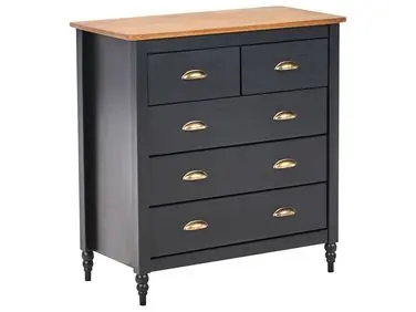 5 Drawer Chest SHILLINGTON Pine Wood Black - Living Room