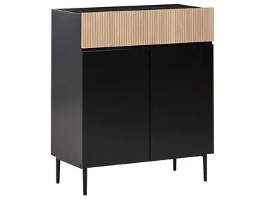 2 Door Sideboard BLYTHE Natural Ash Wood Black - Living Room