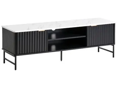 TV Stand GLASTONBURY Marble/ Black - Living Room