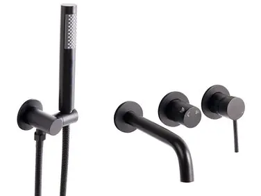 Wall Mounted Bath Shower Mixer Tap JAVIRA Black - Bathroom