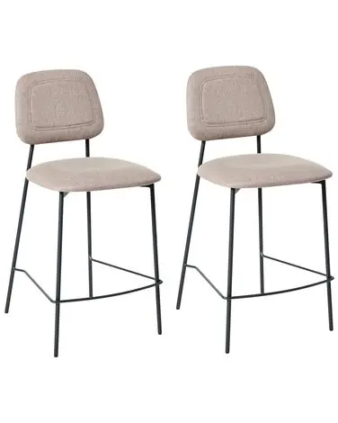 Conjunto de 2 sillas de bar DUETTE Lino sintético Gris pardo - Comedor